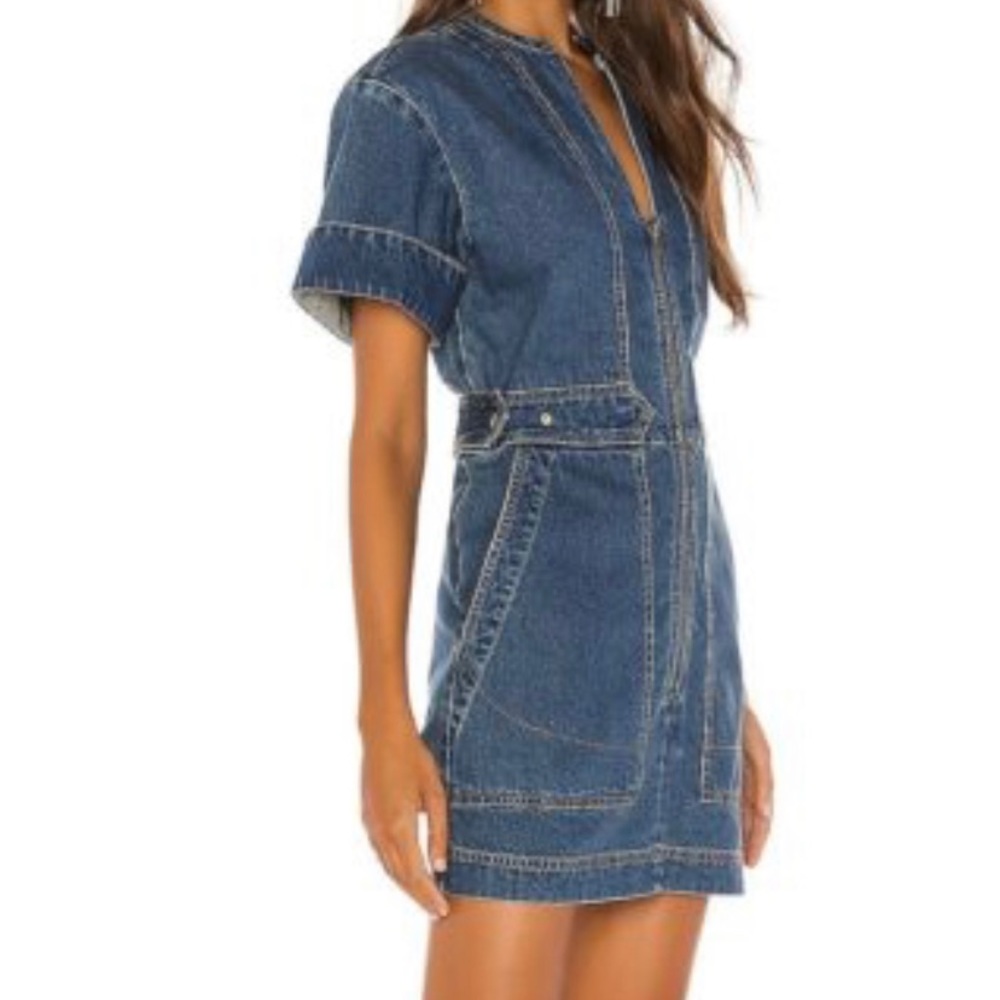 Super cute Free People denim mini dress. Like new condition